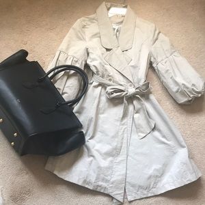 ZARA silver/light grey trench w/gathered slvs, XS